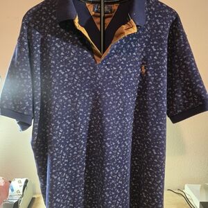 Ralph Lauren Navy Blue Patterned Polo Shirt